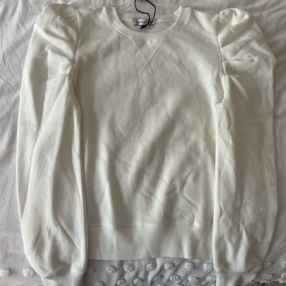 REBECCA MINKOFF WHITE SWEATSHIRT/SWEATER. NEVER WORN. TAGS ON. SIZE S.
